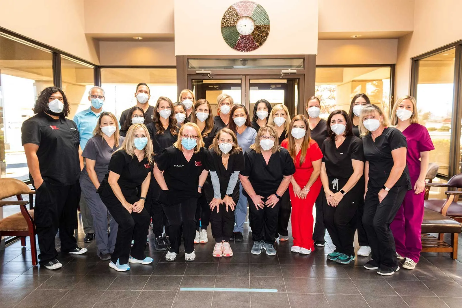 The Lubbock Family Medicine team gathered in the clinic lobby